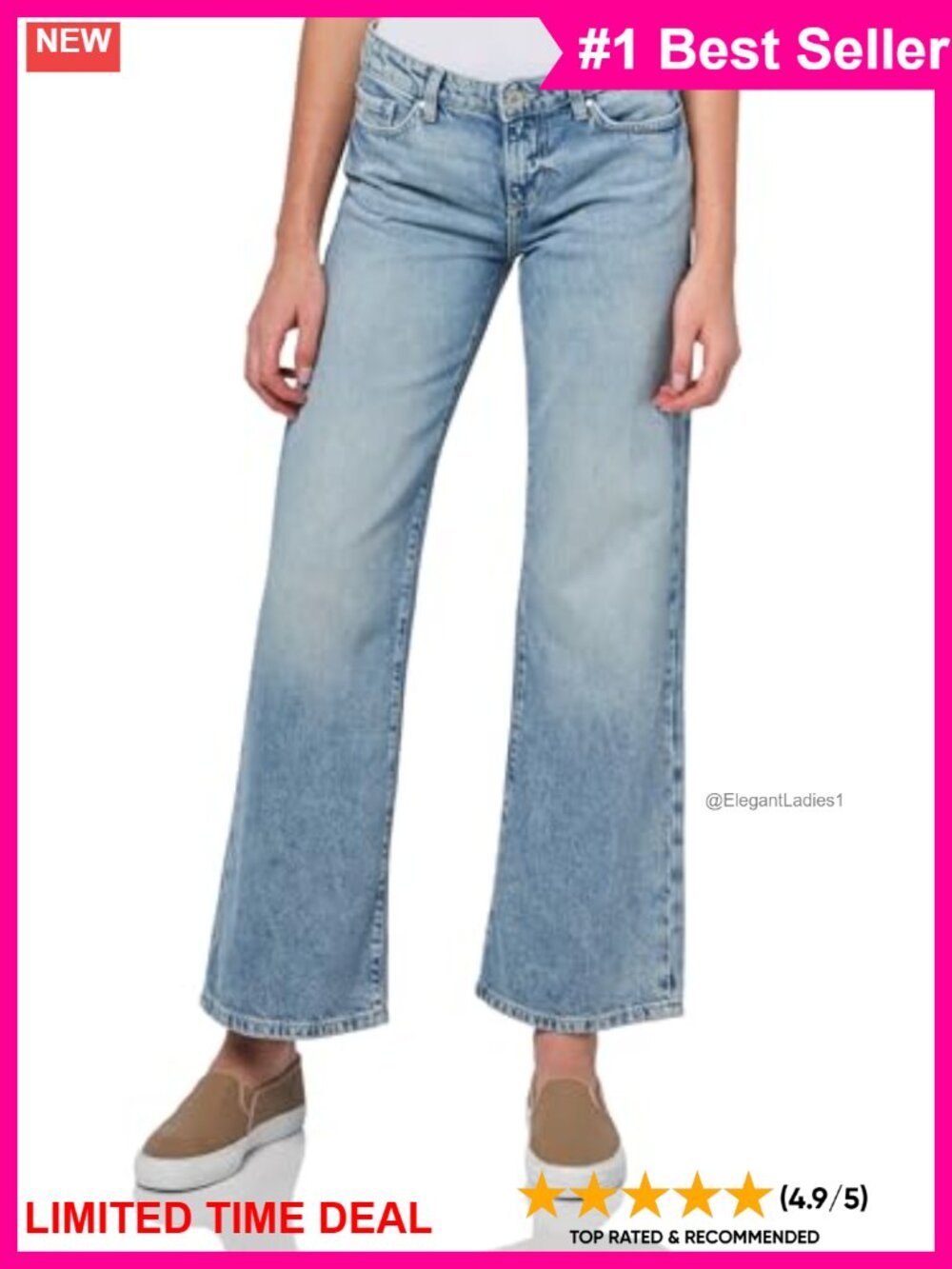 Low Rise Slouchy Relaxed Leg Stretch Denim Jeans 5-Pocket